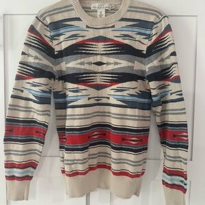 H&M Men's Aztec Pattern Crewneck Sweater - Red, Blue, Cream
